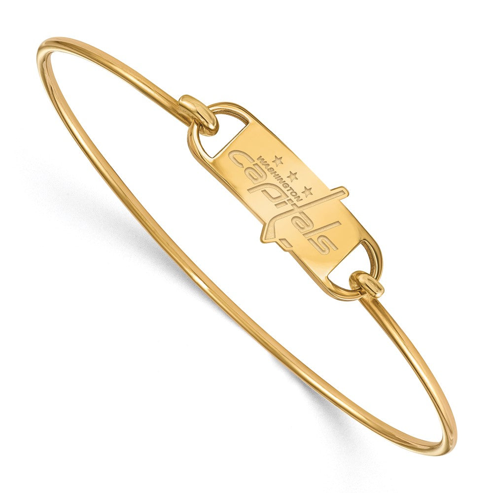 Sterling Silver Gold-plated NHL LogoArt Washington Capitals Small Center 7 inch Wire Bangle