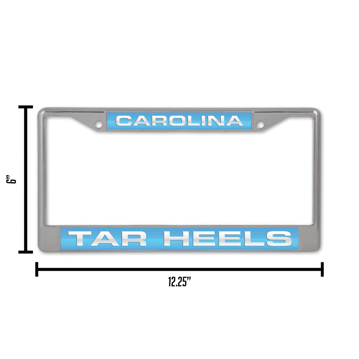 Collegiate U of North Carolina Lt Blue Laser Chrome Acrylic License Plate Frame QGC6998