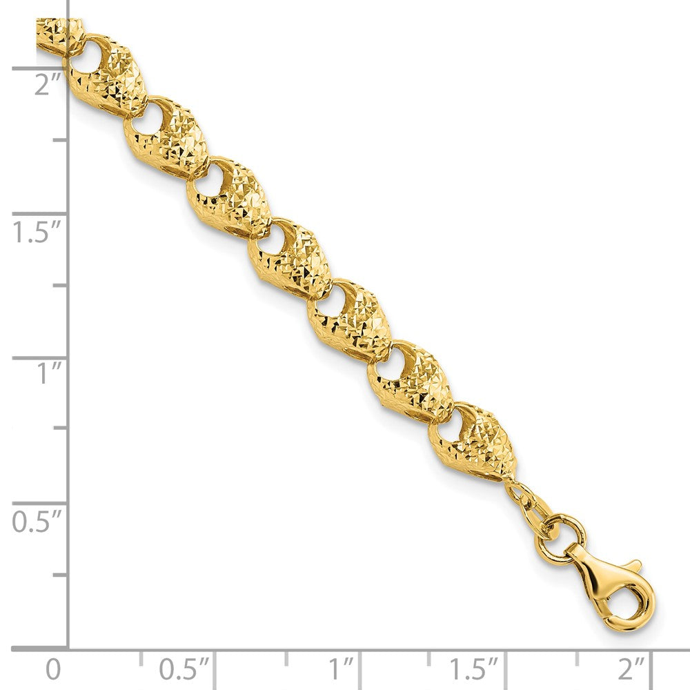 14K Diamond-cut Fancy Link Bracelet 7.5  inches