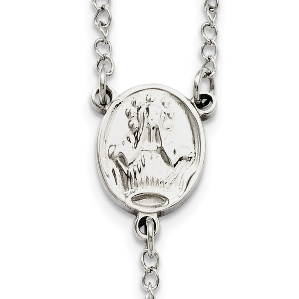 Stainless Steel Polished 6mm Beaded Rosary 29.5 inch Necklace