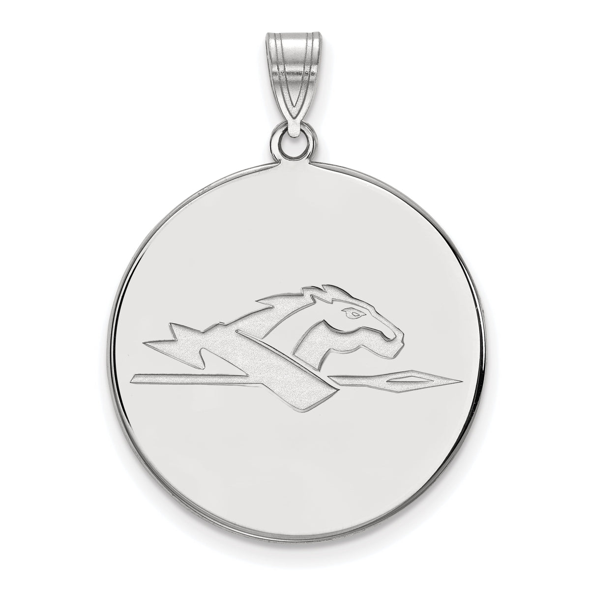 Sterling Silver LogoArt Official Licensed Collegiate Longwood University (LU) XL Disc Pendant