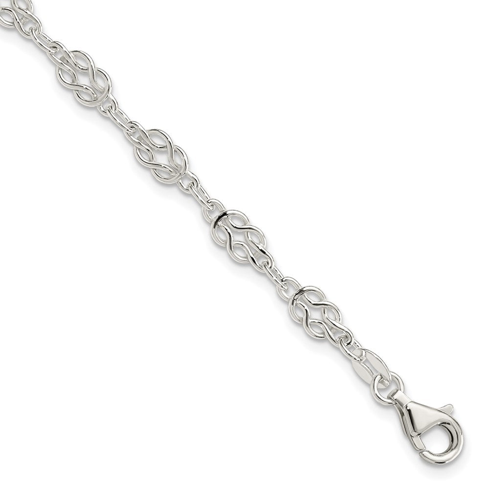 Sterling Silver 4.5mm Herculean Knot Link Bracelet 7.25 inches