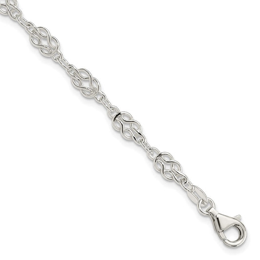 Sterling Silver 4.5mm Herculean Knot Link Bracelet 7.25 inches