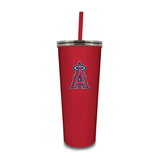MLB Los Angeles Angels Stainless Steel 24 ounce Skinny Tumbler with Emblem and Straw