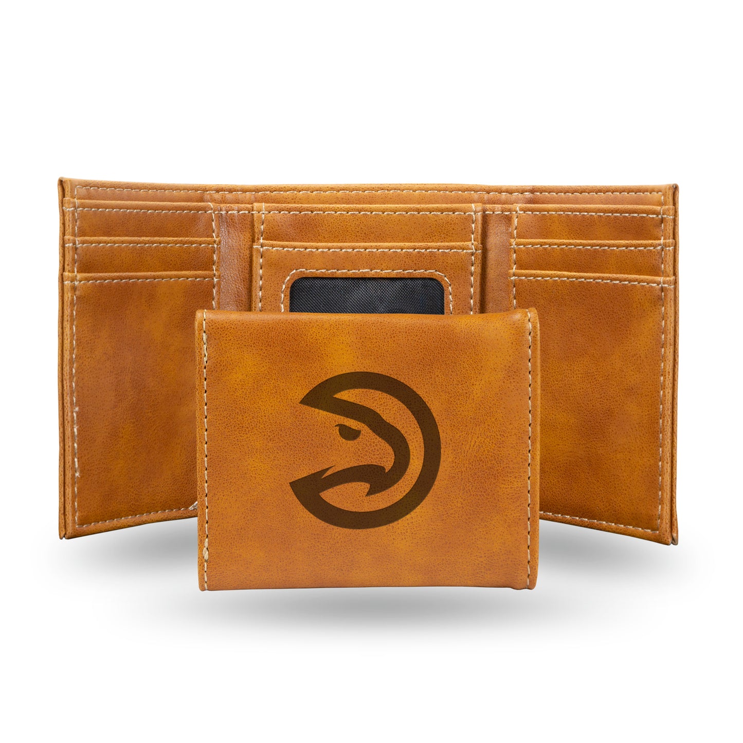 Basketball Rico Industries Atlanta  Brown Laser Engraved Trifold Laser Engraved Tri-Fold Wallet - Men's Accessory