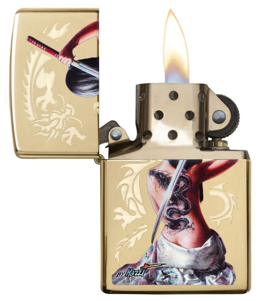 Zippo Mazzi Dragon Girl High Polish Brass Pocket Lighter