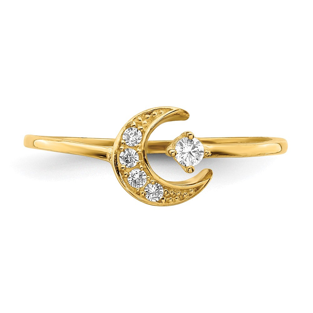 14K CZ Moon Ring Size 7