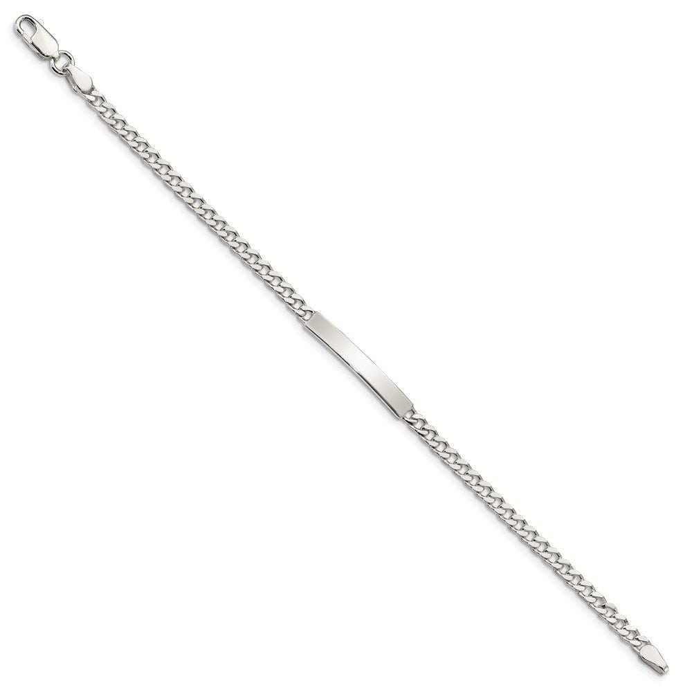 Sterling Silver Polished Engraveable Curb Link ID Bracelet 7 inches