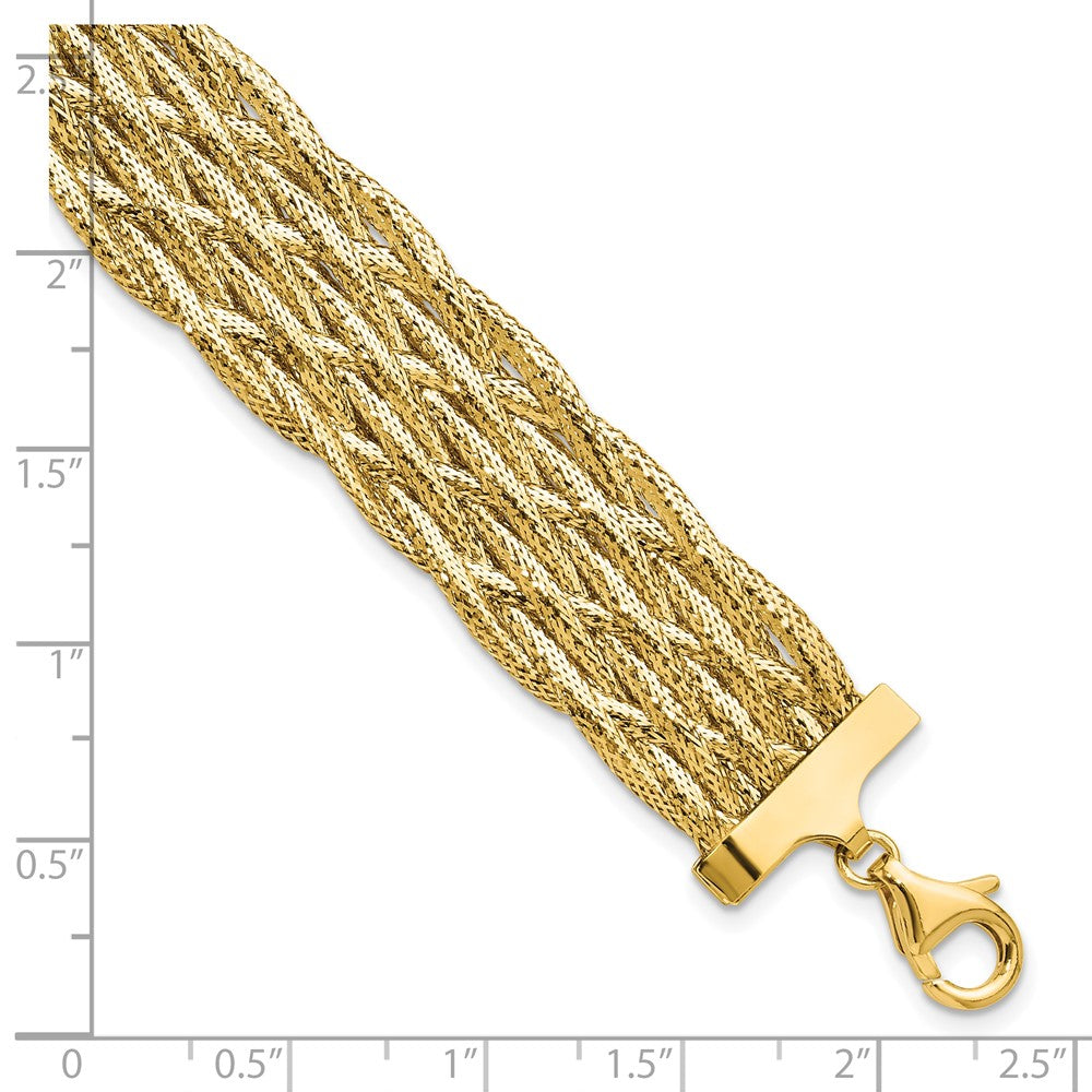 14K Polished Braided Mesh Bracelet 7  inches