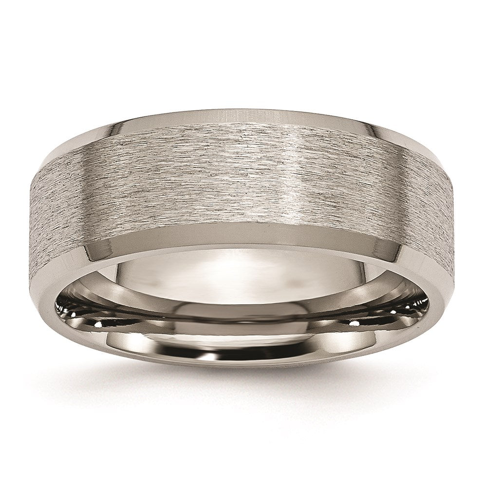 Titanium Satin and Brushed 8mm Beveled Edge Band Size - 13