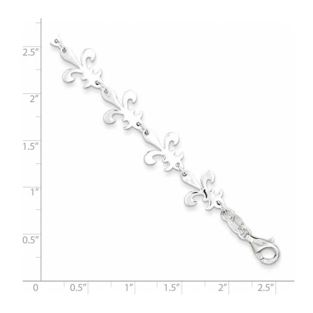 Sterling Silver Polished Fleur De Lis Bracelet 7.5 inches