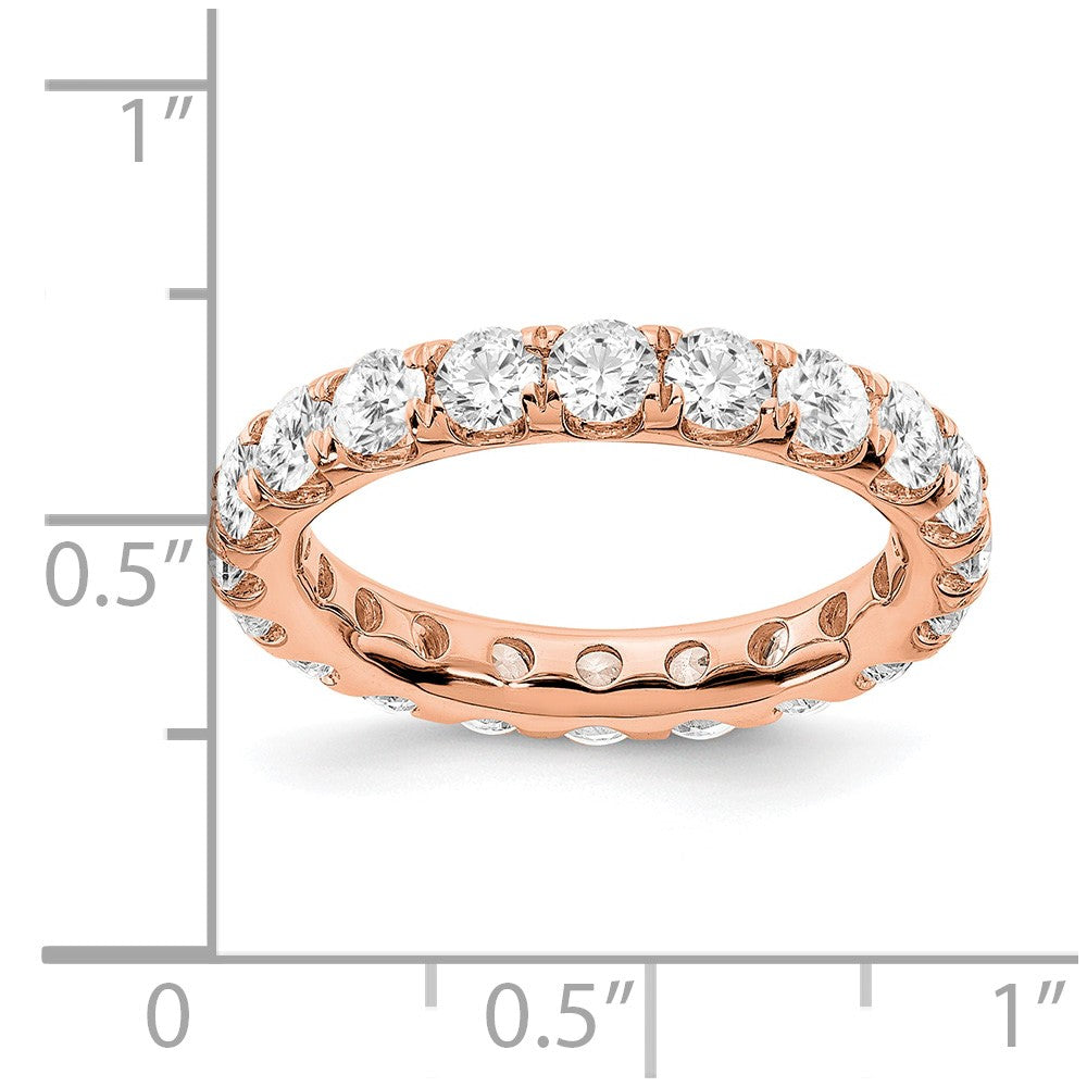 14k Rose Gold 3 carat Lab Grown Diamond VS/SI+ G+ Size 7.5 Shared Prong Eternity Band