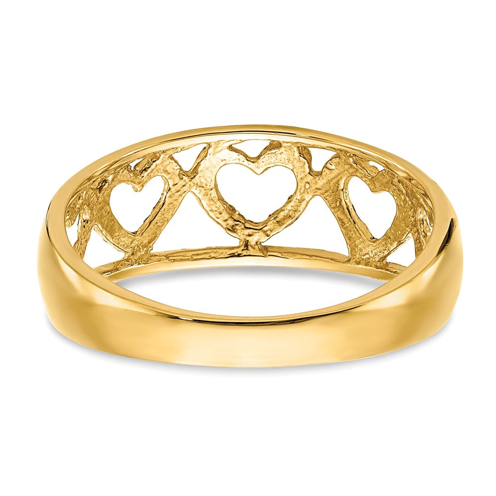 14k Diamond-cut 5 Heart Ring size 6