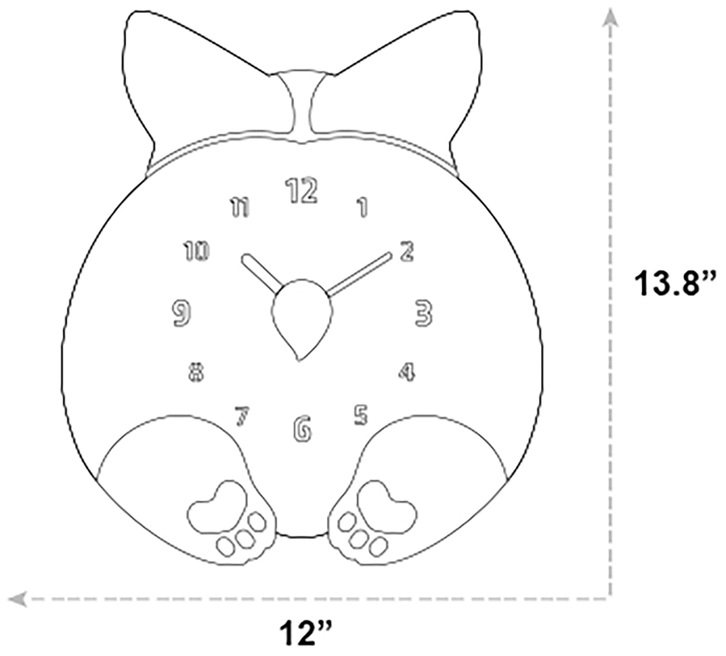 Modern Minimalist Silent Wall Clock Funny Animal Collection (Dog Butt)