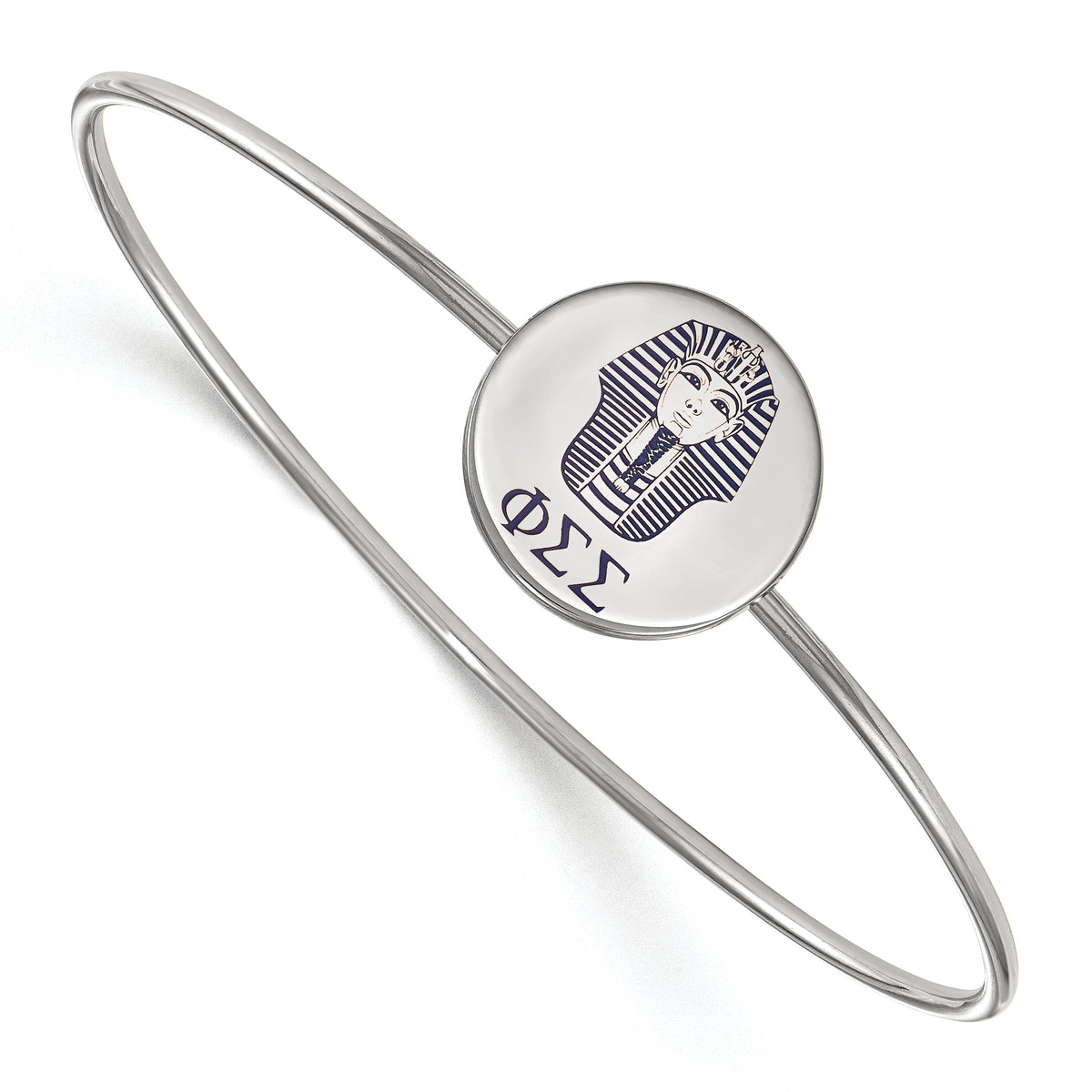 Sterling Silver Official Licensed Greek Sororities Phi Sigma Sigma (???) Enameled Slip-on Bangle