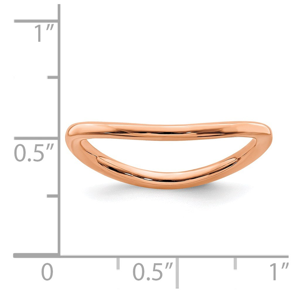 Sterling Silver Stackable Expressions Polished Pink-plated Wave Ring Size -5