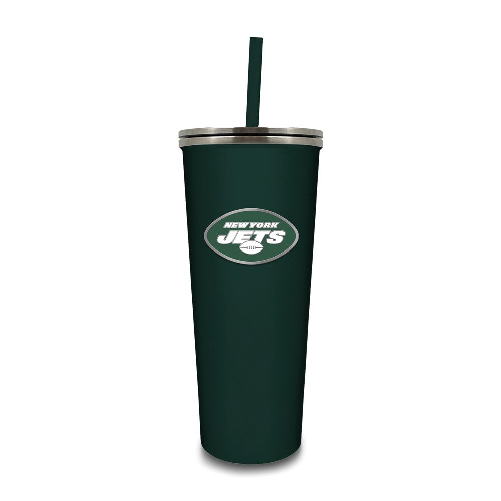 NFL New York Jets Stainless Steel 24 ounce Skinny Tumbler with Emblem and Straw