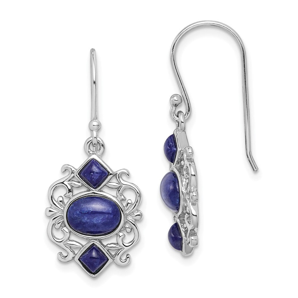 Sterling Silver Rhodium-plated D/C Fancy Circles Dangle Earrings