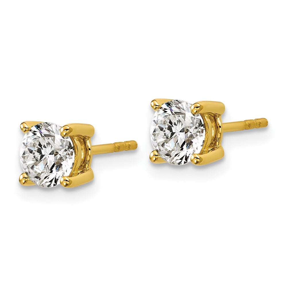 14k Yellow Gold 1 1/2 ctw Certified Lab Grown Diamond VS+ F+ Round 4 Prong Heavy Wt. Stud Earrings