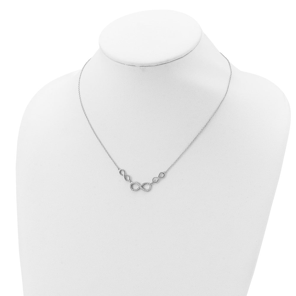 Sterling Silver RH-plated Polished CZ Infinity Symbol Necklace 18 Inches