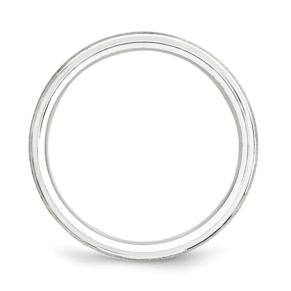 Sterling Silver 6mm Brushed Domed with Grooved Beveled Edge Fancy Band Size 11