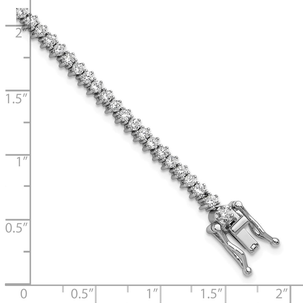 Cheryl M Sterling Silver Rhodium-plated Polished CZ Tennis Bracelet 7.25 inches