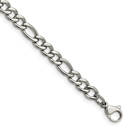 Stainless Steel Polished 5.3mm 7in Figaro Chain 7 inches