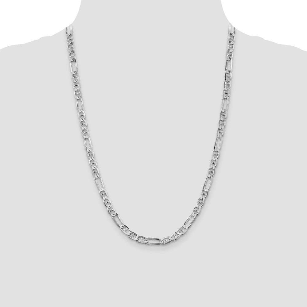 Sterling Silver Rhodium-plated 5.5mm Figaro Anchor Chain 24 Inches