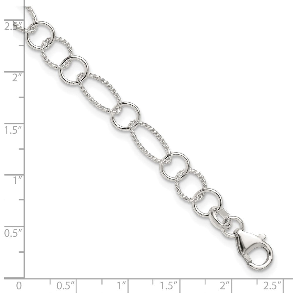 Sterling Silver Fancy Link Anklet 10 inches