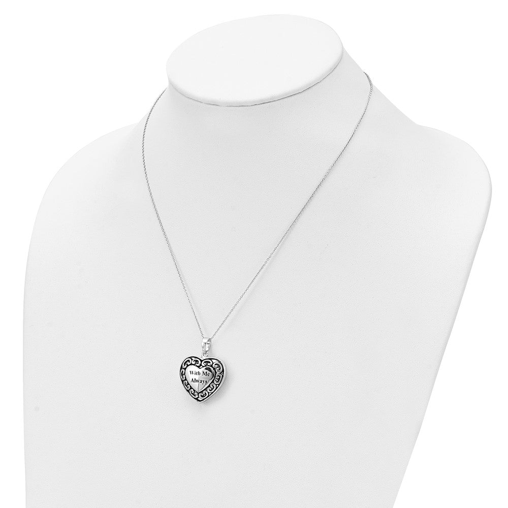 Sentimental Expressions Sterling Silver Rhodium-plated With Me Always Ash Holder 18 Inch Necklace 23 Inches