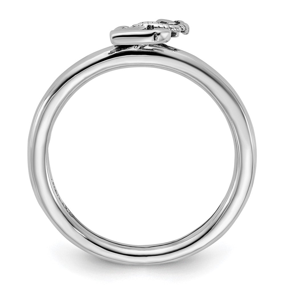 Sterling Silver Stackable Expressions Antiqued Anchor Ring Size -7