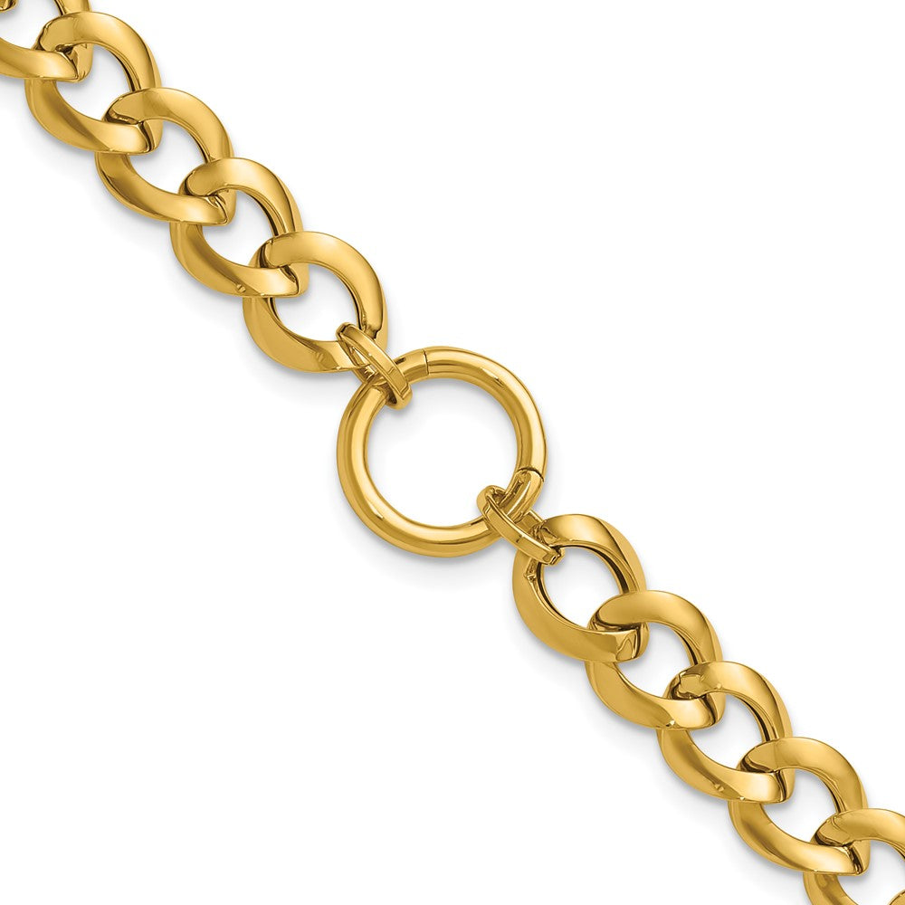 14K Polished Circle Accent Fancy Link Bracelet 7.75  inches