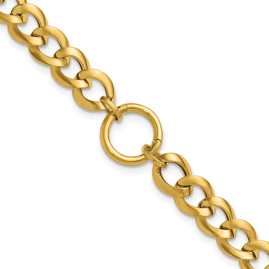 14K Polished Circle Accent Fancy Link Bracelet 7.75  inches