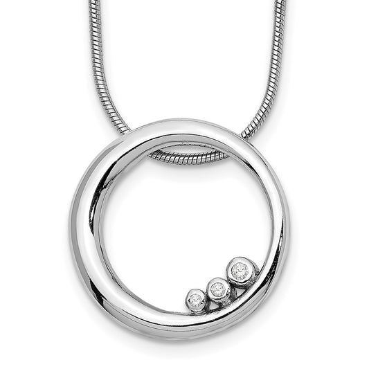 White Ice Sterling Silver Rhodium-plated 18 Inch Diamond Open Circle Necklace with 2 Inch Extender 18 Inches