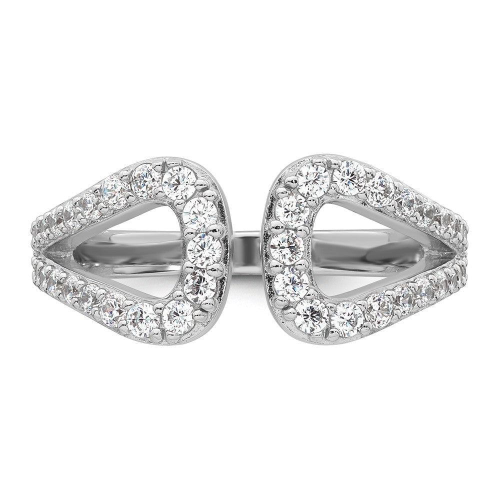 Sterling Silver Rhodium-plated Polished CZ Open Top Size 7 Ring
