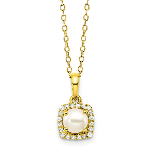 10ky Pearl and Diamond Pendant w/ chain