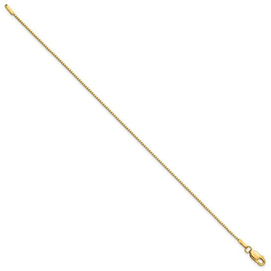 14K 7 inch 1mm Box with Lobster Clasp Bracelet 7  inches