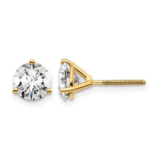 Primal Gold 14 Karat Yellow Gold Lab Grown Diamond 2cttw Certified SI1/SI2, G H I, 3 Prong Screwback Earrings