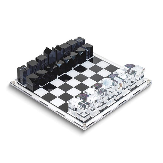 Bey Berk Dom Acrylic 28 Piece Chess Set, King Measure 3", Board 14" X 14"