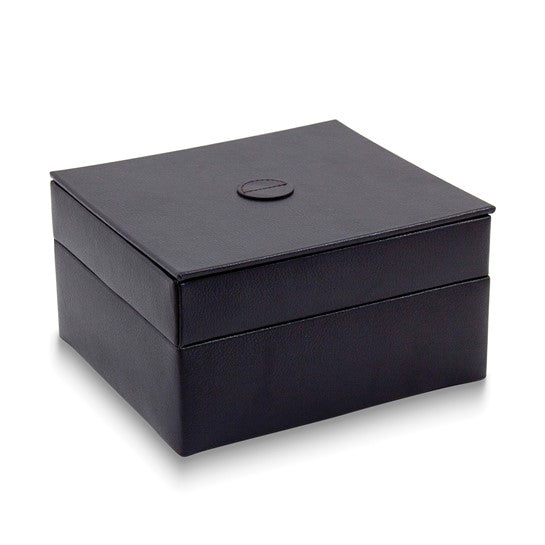 Brown Leather Stacked Valet For 6 Watches & 20 Cufflinks