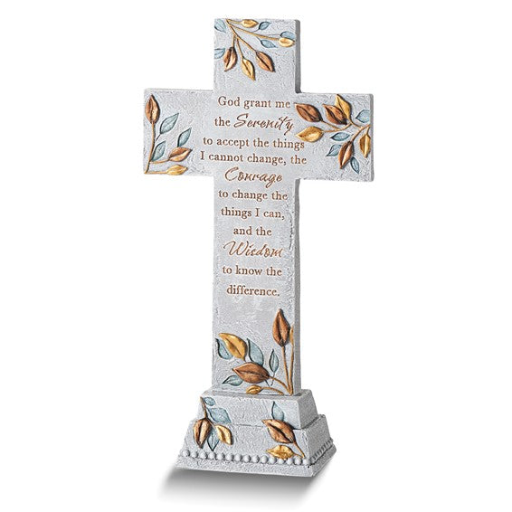 Roman Serenity Prayer Tabletop Cross, 12.5-inch Height, Religious Decoration