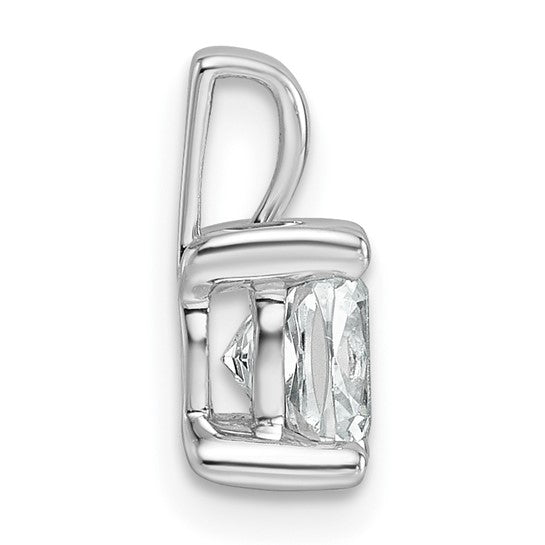 14k White Gold 1 carat Lab Grown Diamond VS+ F+ Cushion Complete Four Prong Pendant