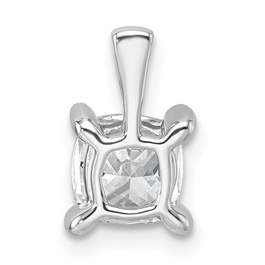 14k White Gold 1 carat Lab Grown Diamond VS+ F+ Cushion Complete Four Prong Pendant