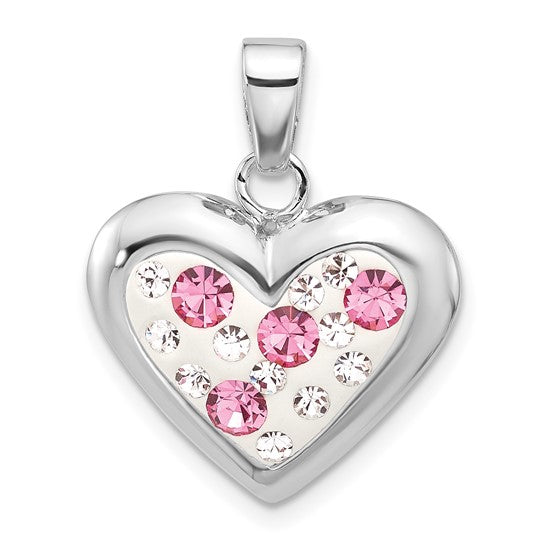 Sterling Silver Rhodium & White Ferido Stellux Crystal Heart Pendant