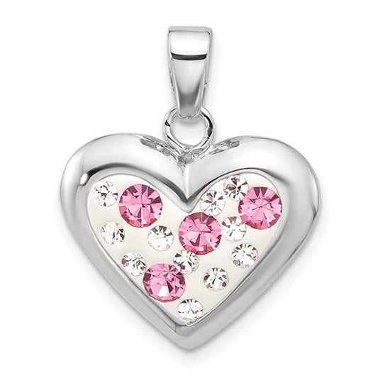 Sterling Silver Rhodium & White Ferido Stellux Crystal Heart Pendant