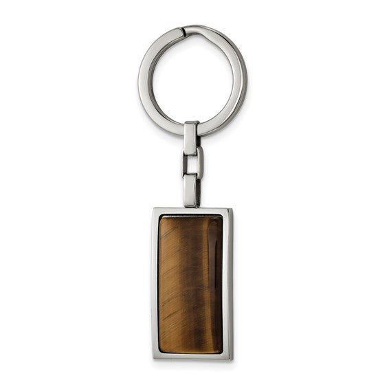 Chisel Stainless Steel Polished Tiger's Eye Key Ring