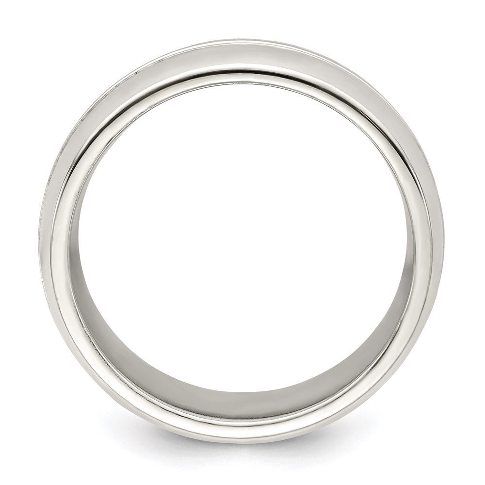 Sterling Silver 7mm Polished Domed Grooved Fancy Band Size 13