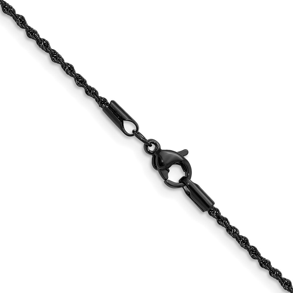 Chisel Stainless Steel Polished Black IP-plated 1.5mm 24 inch Rope Chain