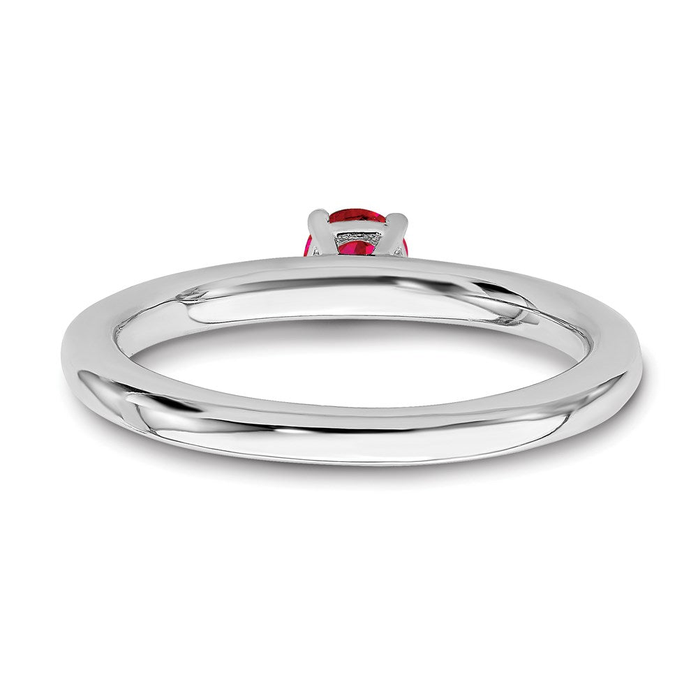 Sterling Silver Stackable Expressions Rhodium Cr. Ruby Ring