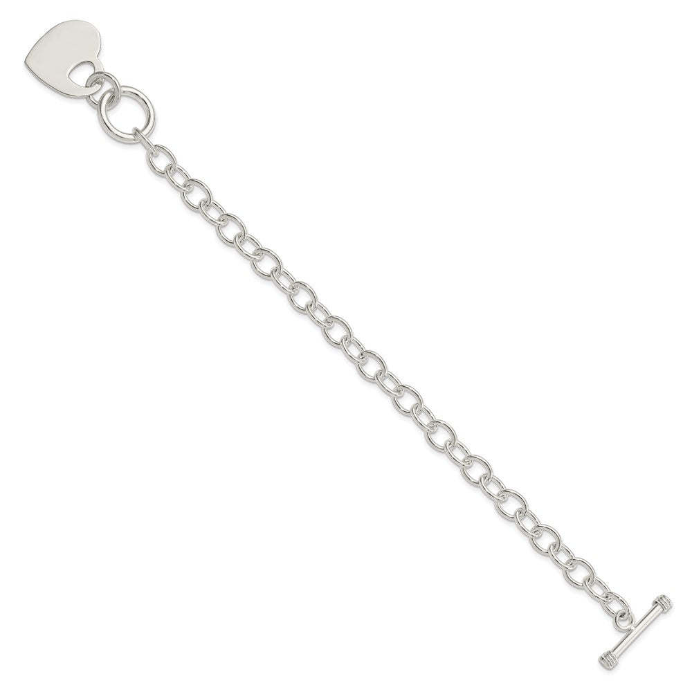 Sterling Silver Polished Engraveable Heart Bracelet 8.5 inches